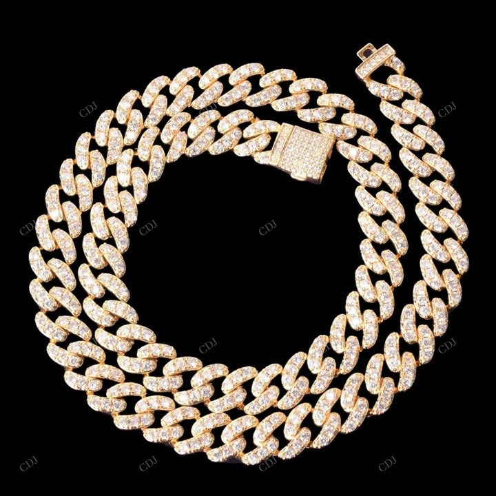 VVS Moissanite 925 Silver Miami Cuban Chain For Unisex CustomDiamJewel