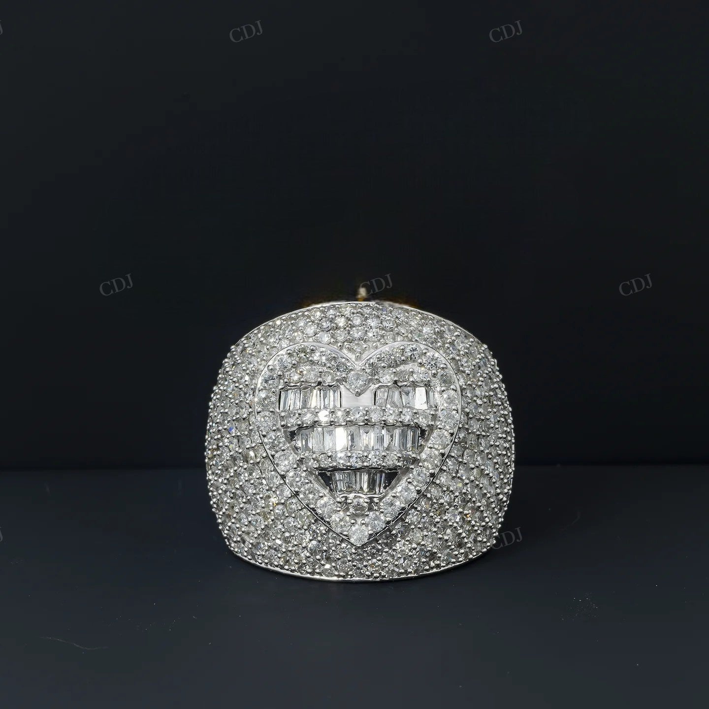 Silver Moissanite Heart Statement Ring Hip Hop Ring customdiamjewel