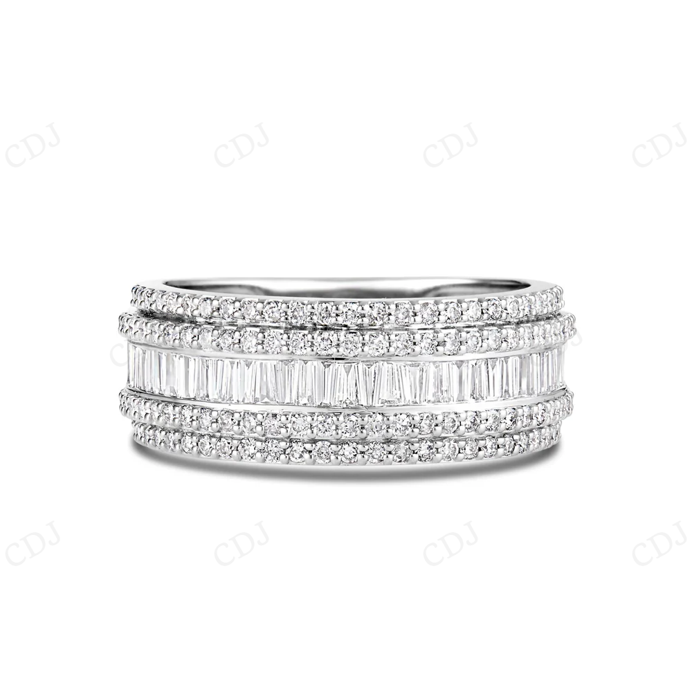 14kt White Gold Moissanite Baguette Half Eternity Ring hip hop jewelry CustomDiamJewel