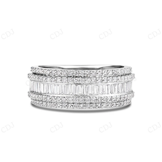 14kt White Gold Moissanite Baguette Half Eternity Ring hip hop jewelry CustomDiamJewel