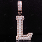 1.5" 1.20 CTW 18K Two Tone Gold Natural Diamond Initial 'L' Letter Pendant CustomDiamJewel