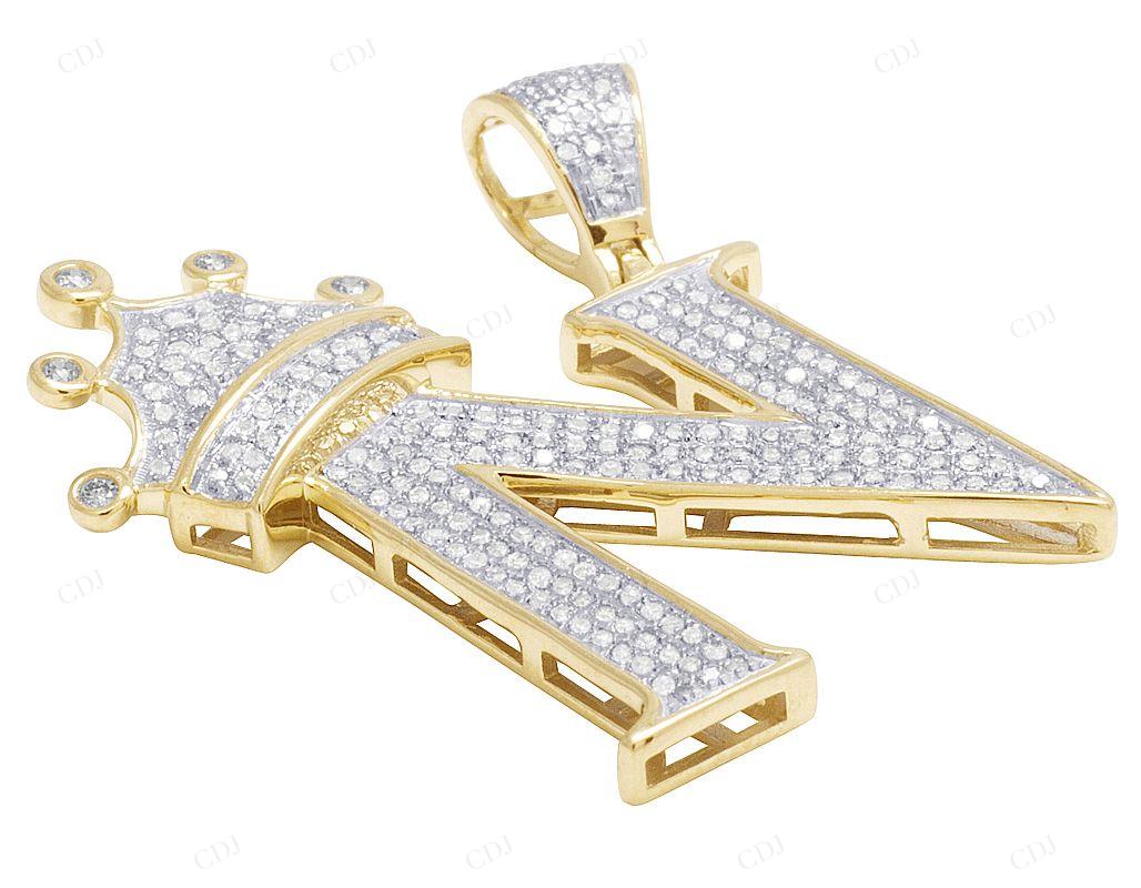 Natural Diamond Initial Crown N Letter Pendant CustomDiamJewel
