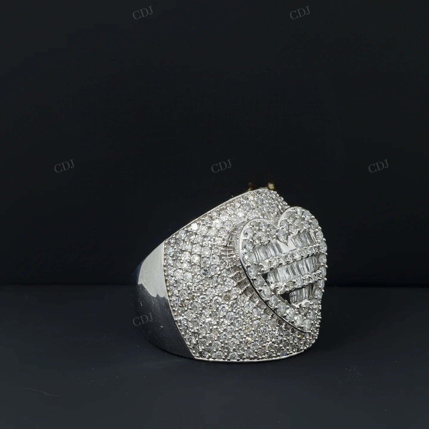 Silver Moissanite Heart Statement Ring Hip Hop Ring customdiamjewel