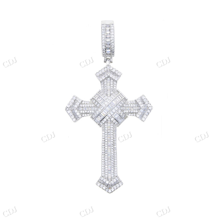 Iced Out Baguette Moissanite Diamond Unique Cross Pendant hip hop jewelry CustomDiamJewel