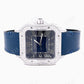 Simple Blue Belt Cartier Santos Moissanite Watch customdiamjewel