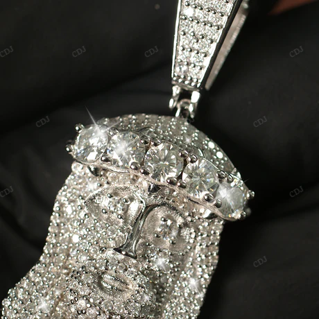Hip hop Sterling Silver Iced Out Jesus Pendant hip hop jewelry CustomDiamJewel