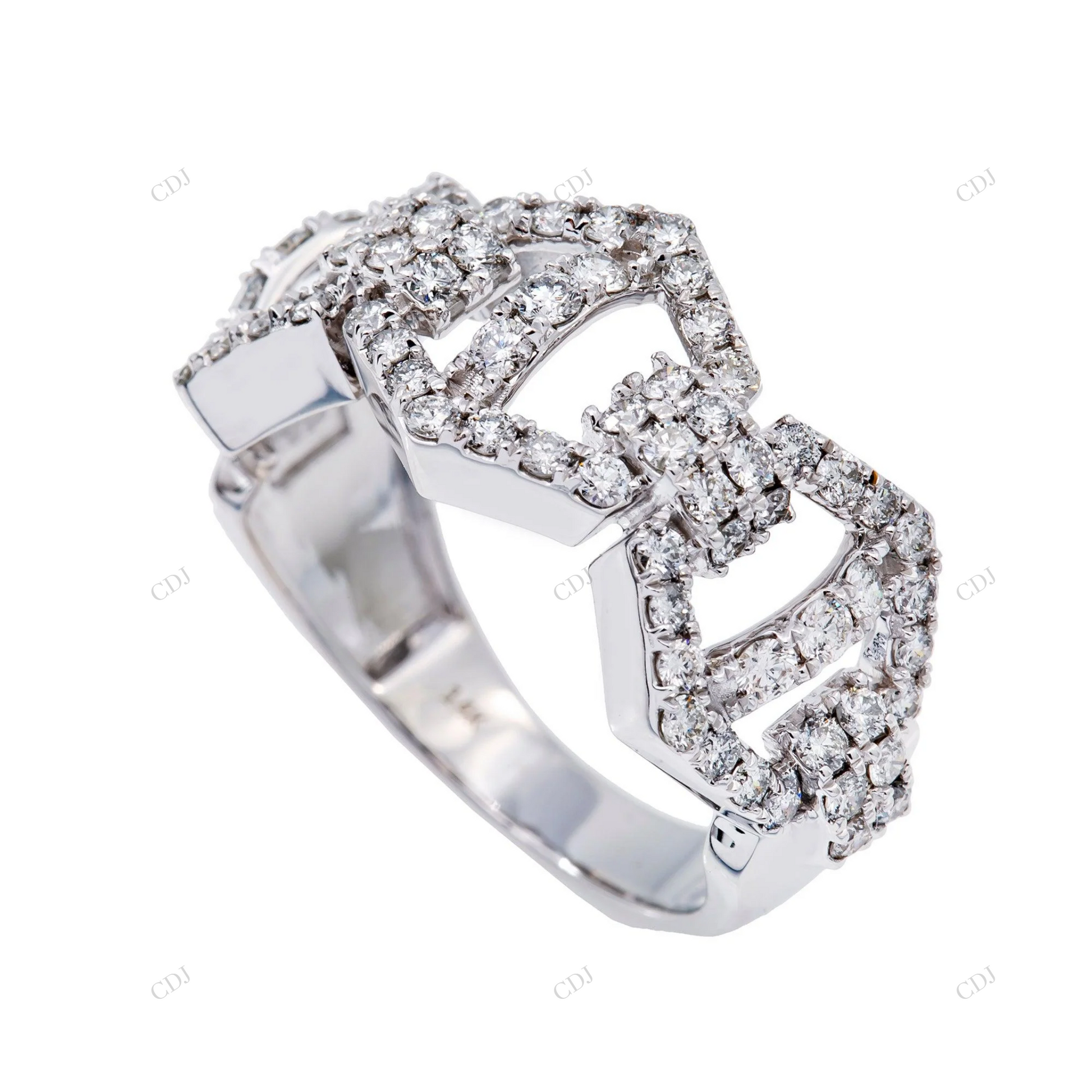 Unique Hip Hop Style Moissanite Silver Link Ring hip hop jewelry customdiamjewel