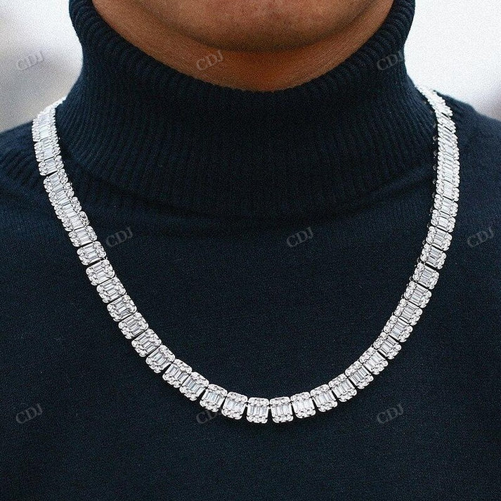 8MM Baguette Diamond Rose Gold Tennis Chain hip hop jewelry CustomDiamJewel