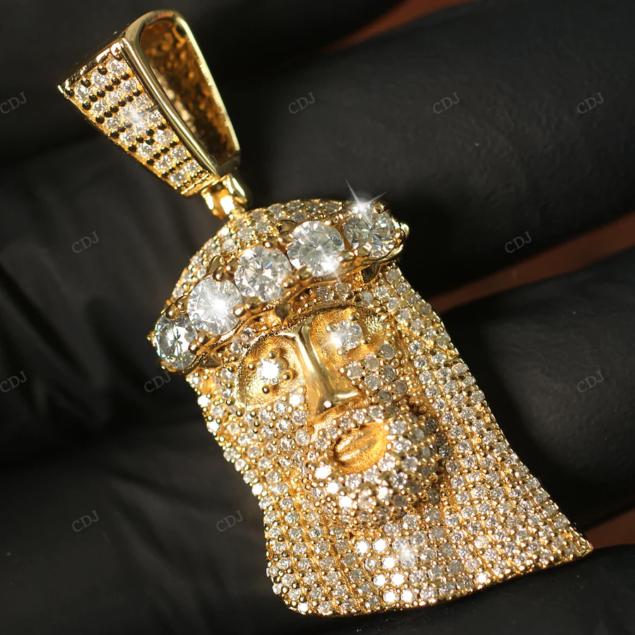 Hip hop Sterling Silver Iced Out Jesus Pendant hip hop jewelry CustomDiamJewel