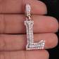 1.5" 1.20 CTW 18K Two Tone Gold Natural Diamond Initial 'L' Letter Pendant CustomDiamJewel