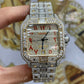 Cartier Santos Baguette On Belt Red Arabic Digit Moissanite Watch For Men customdiamjewel