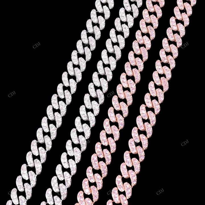 VVS Moissanite 925 Silver Miami Cuban Chain For Unisex CustomDiamJewel