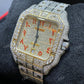 Cartier Santos Baguette On Belt Red Arabic Digit Moissanite Watch For Men customdiamjewel
