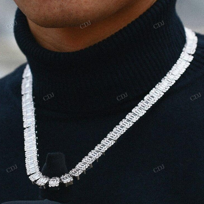 8MM Baguette Diamond Rose Gold Tennis Chain hip hop jewelry CustomDiamJewel