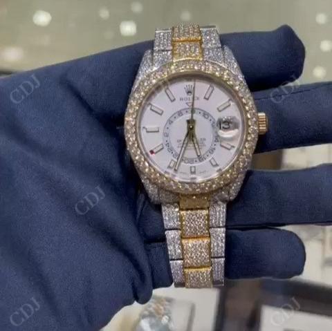 Rolex Oyster Moissanite White Sky Dialer Hip Hop Rapper Stylish Boys Watch hip hop jewelry CustomDiamJewel