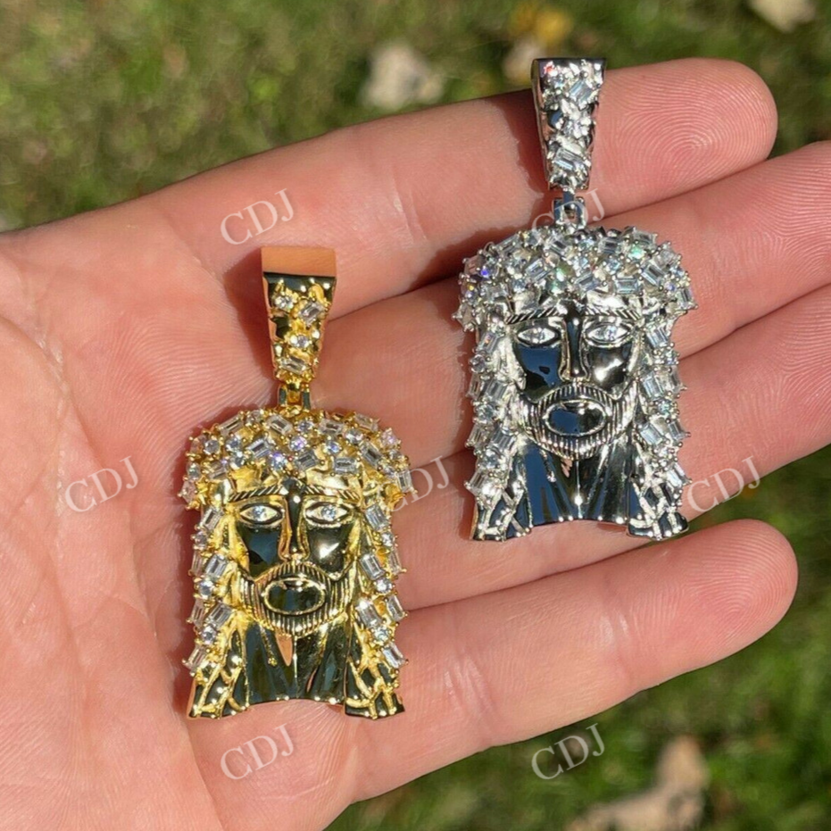 Jesus Piece Baguette Diamond Pendant  customdiamjewel   