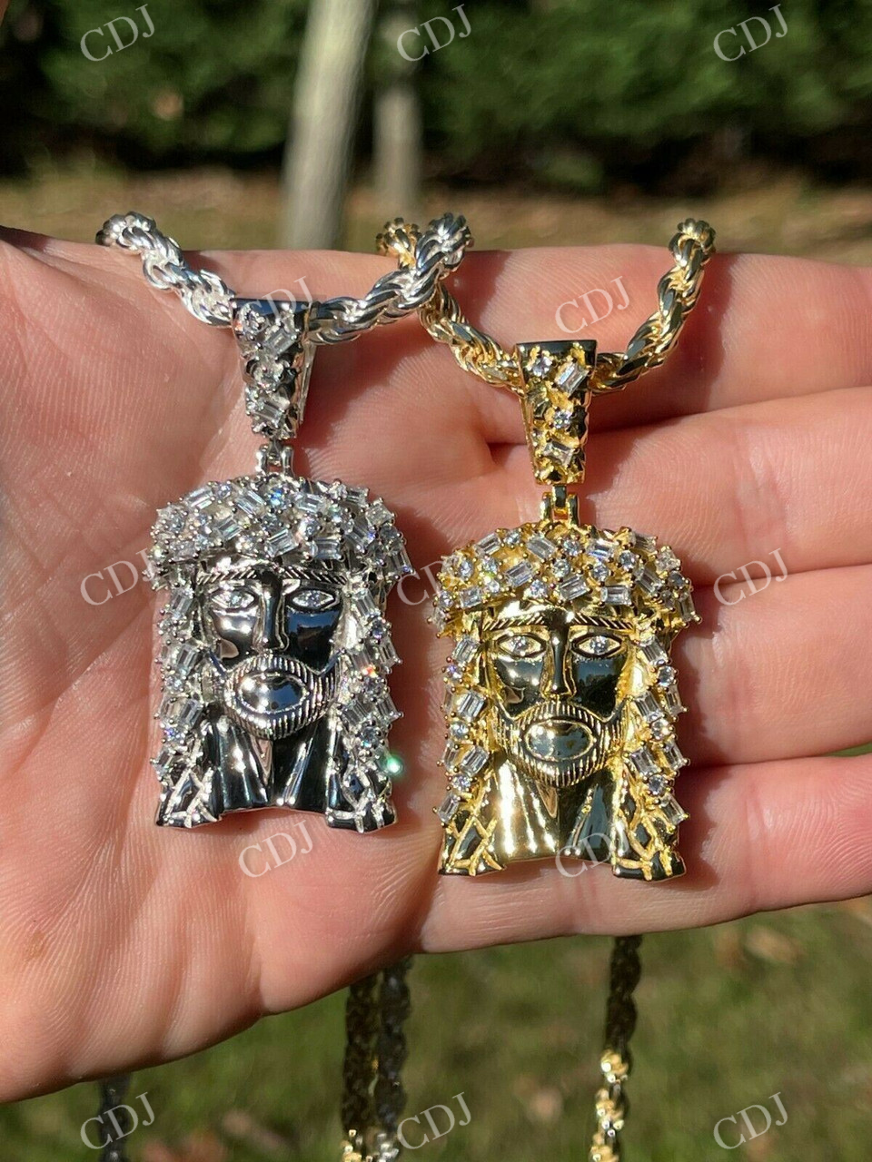 Jesus Piece Baguette Diamond Pendant  customdiamjewel   