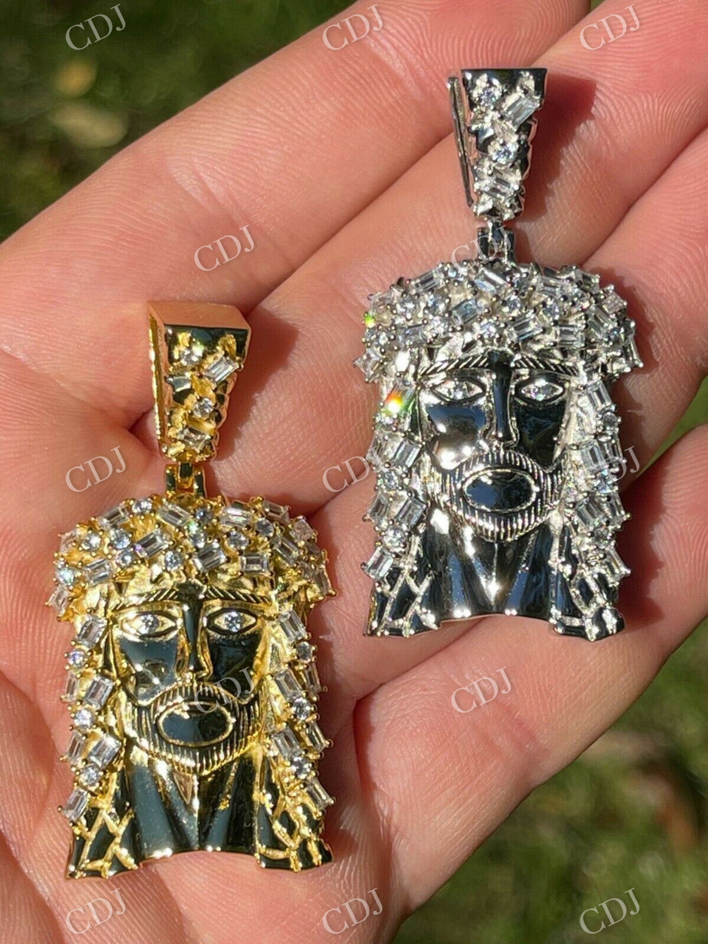 Jesus Piece Baguette Diamond Pendant  customdiamjewel   