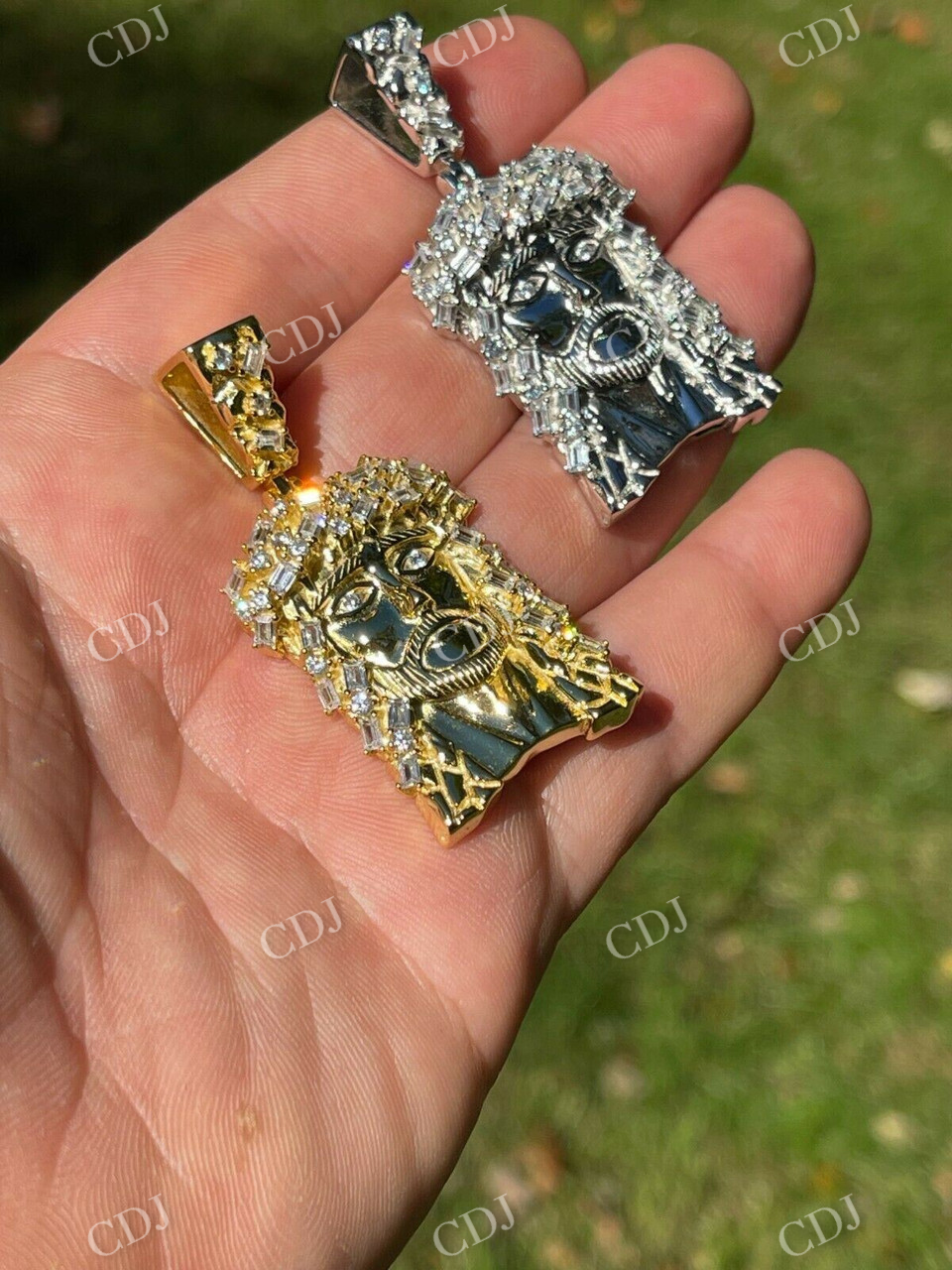 Jesus Piece Baguette Diamond Pendant  customdiamjewel   