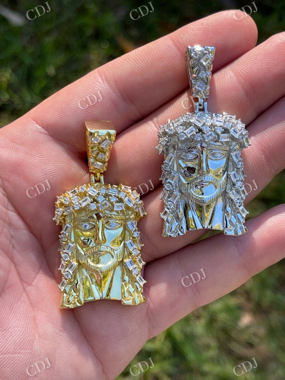 Jesus Piece Baguette Diamond Pendant  customdiamjewel   