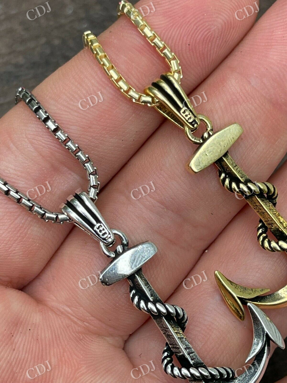 14k Gold Anchor Nautical Navy Pendant  customdiamjewel   