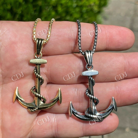 14k Gold Anchor Nautical Navy Pendant  customdiamjewel   