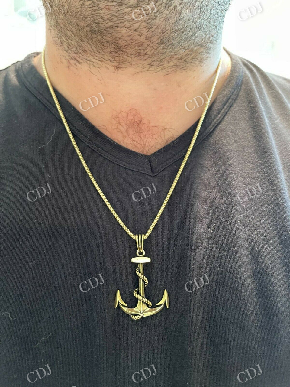 14k Gold Anchor Nautical Navy Pendant  customdiamjewel   