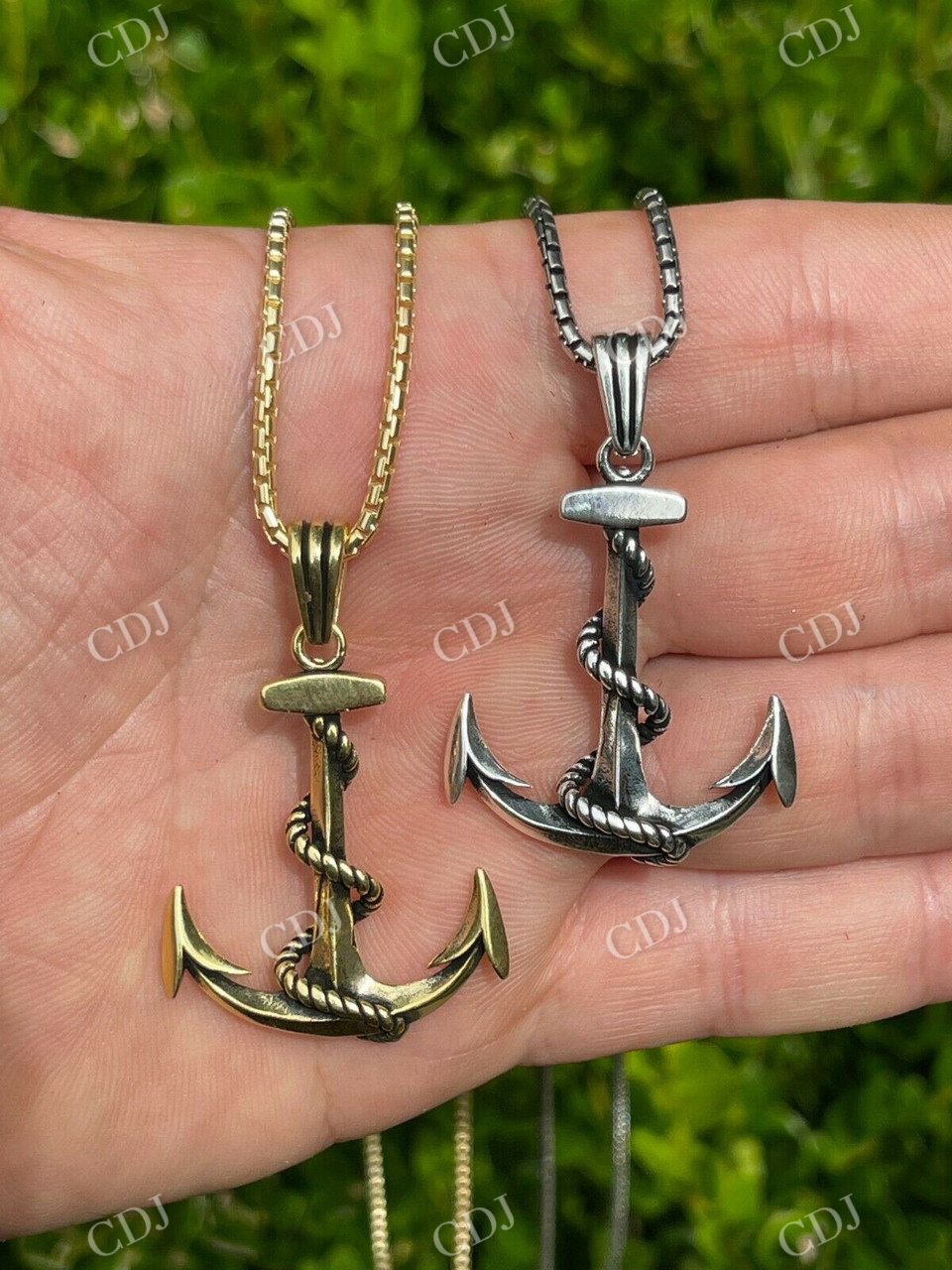 14k Gold Anchor Nautical Navy Pendant  customdiamjewel   
