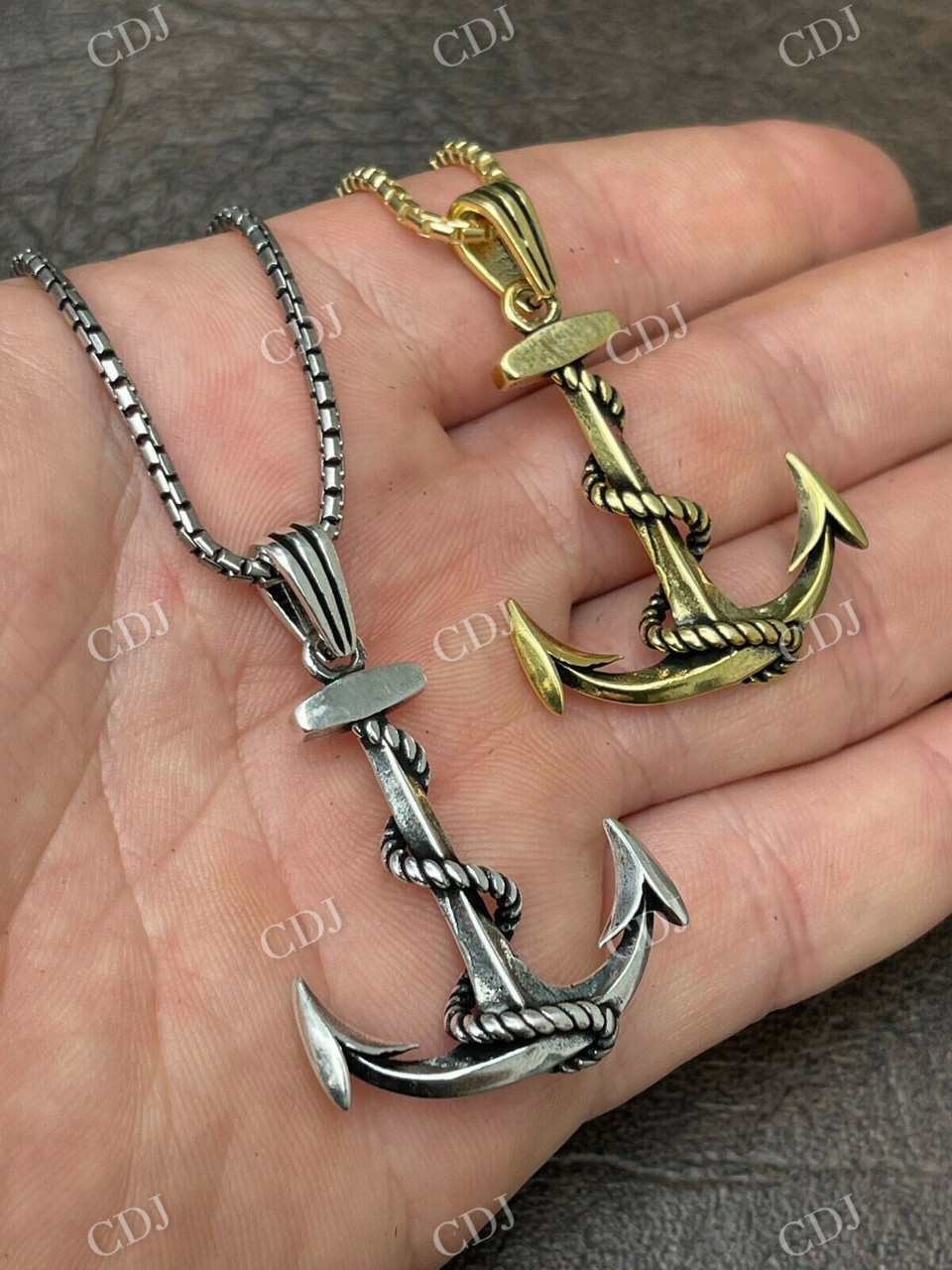 14k Gold Anchor Nautical Navy Pendant  customdiamjewel   