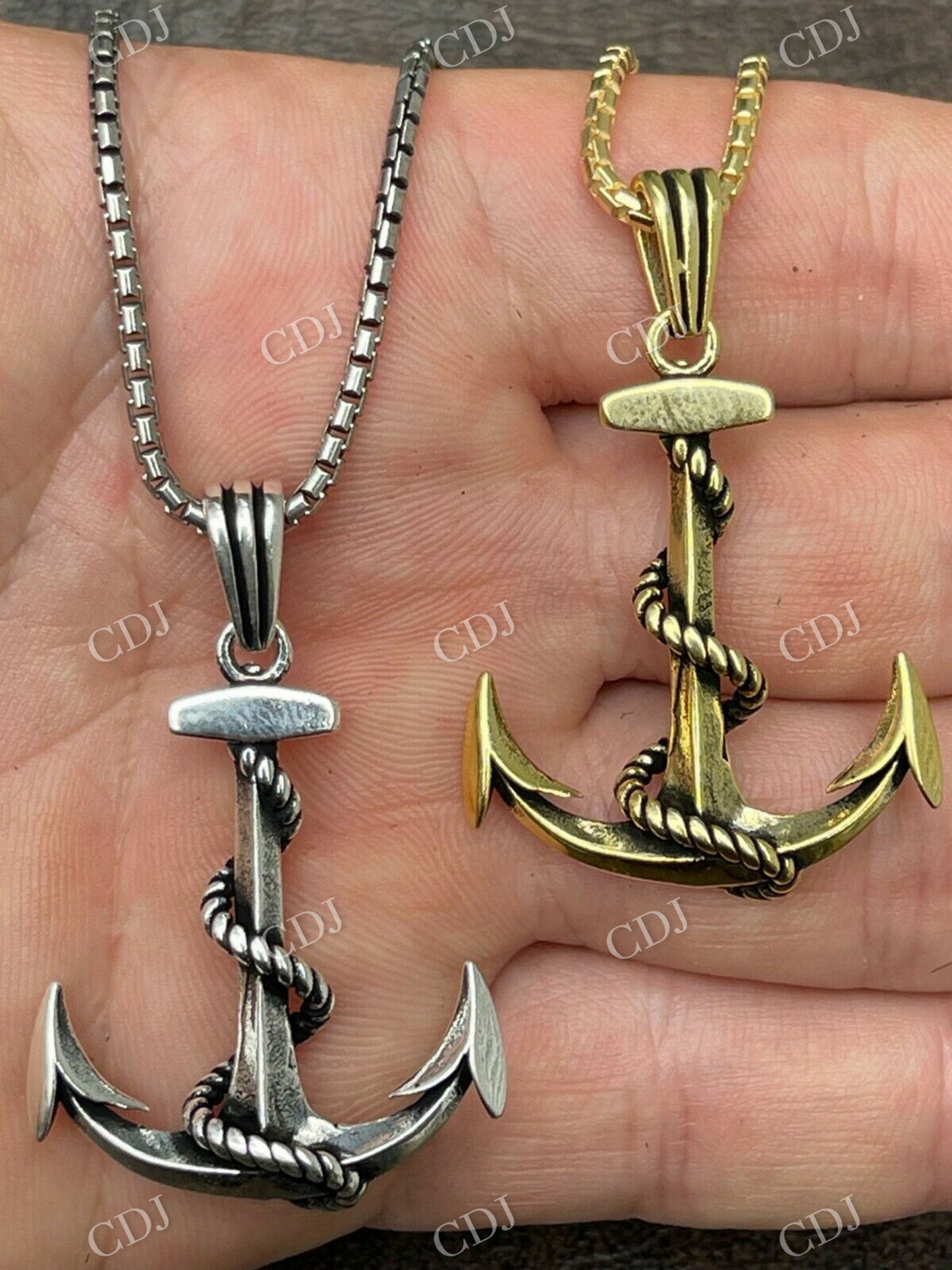 14k Gold Anchor Nautical Navy Pendant  customdiamjewel   