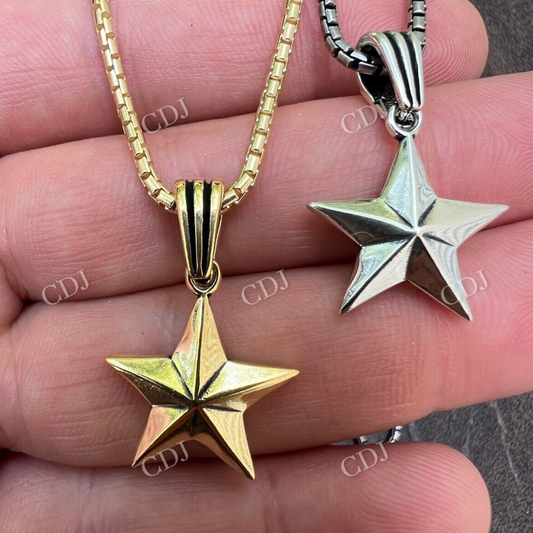 14k Gold star Hip Hop Pendant  customdiamjewel   