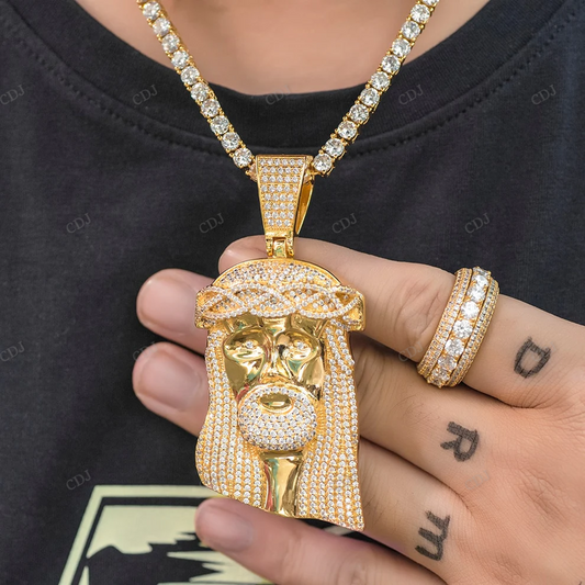 Hip Hop Iced Out Moissanite Jesus Pendant hip hop jewelry CustomDiamJewel