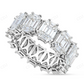 14Kt Emerald Diamond White Gold Eternity Illusion Band Engagement Ring CustomDiamJewel