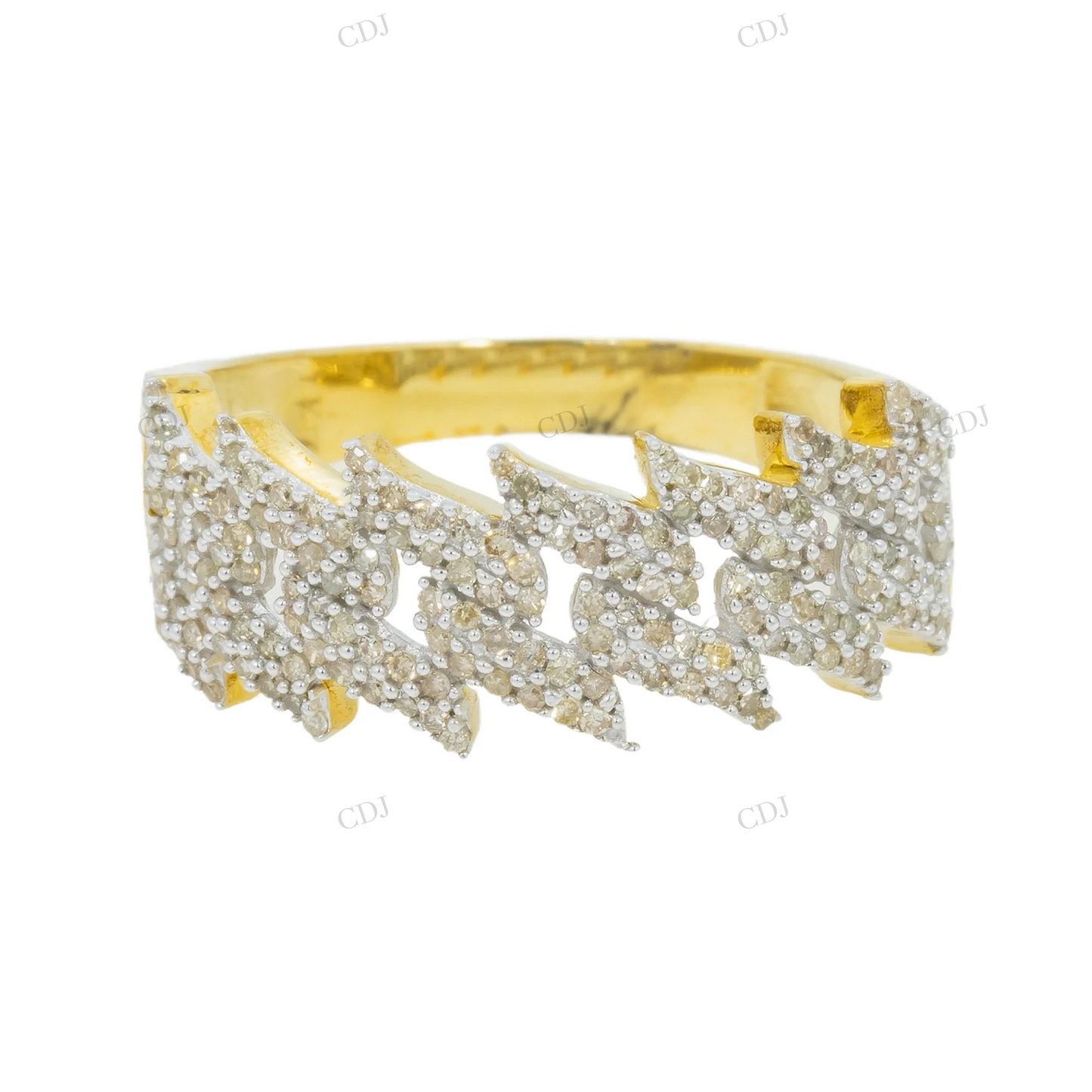 Sterling Silver Moissanite Cuban Link Ring Hip Hop Ring customdiamjewel