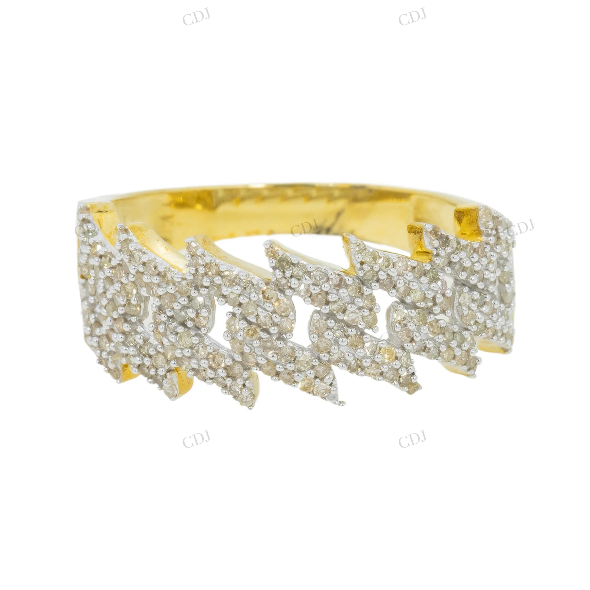 Sterling Silver Moissanite Cuban Link Ring Hip Hop Ring customdiamjewel