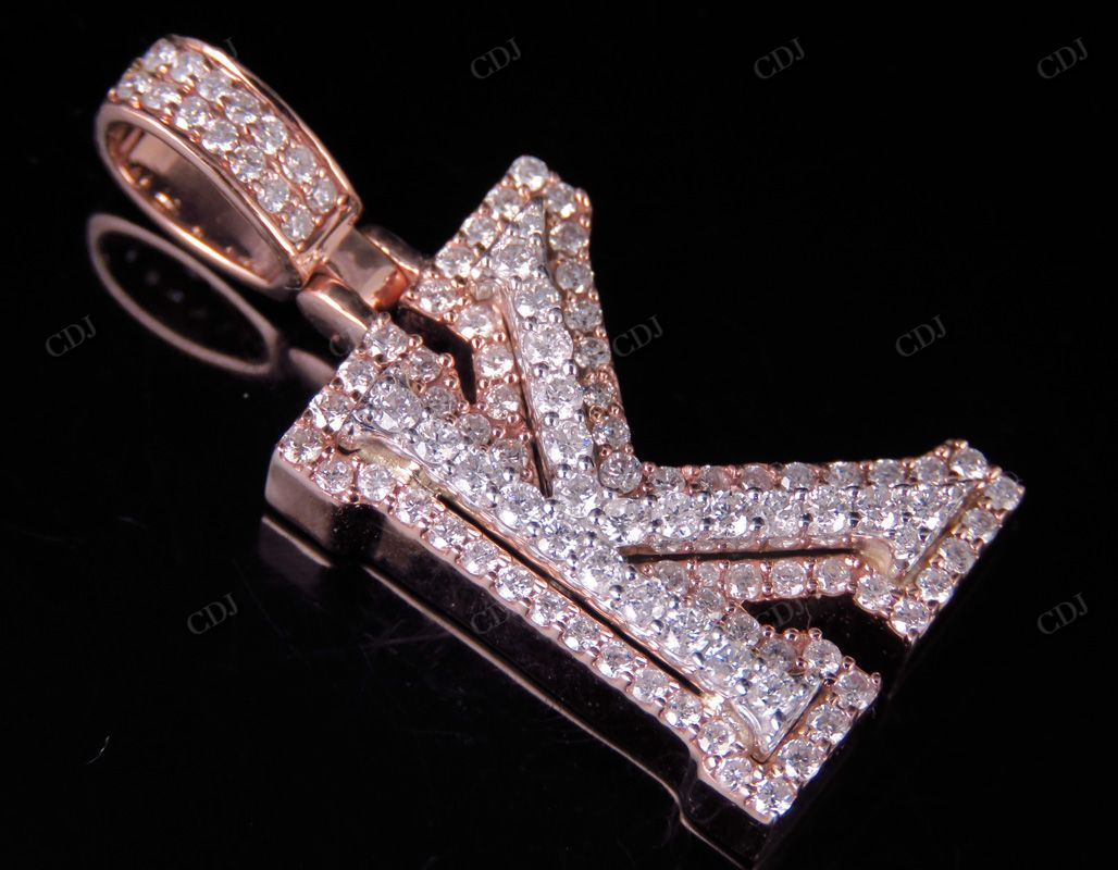 1.5" 1.5CTW Full Iced Out Natural Diamond Initial K Letter Pendant CustomDiamJewel