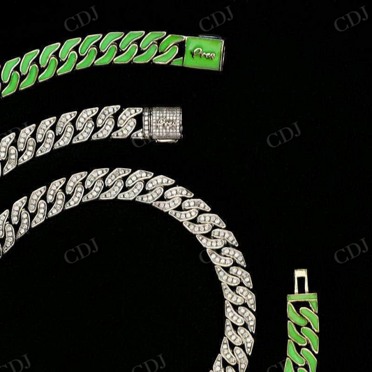 Cuban Link Reversible Glow Chain In White Gold For Men  customdiamjewel   