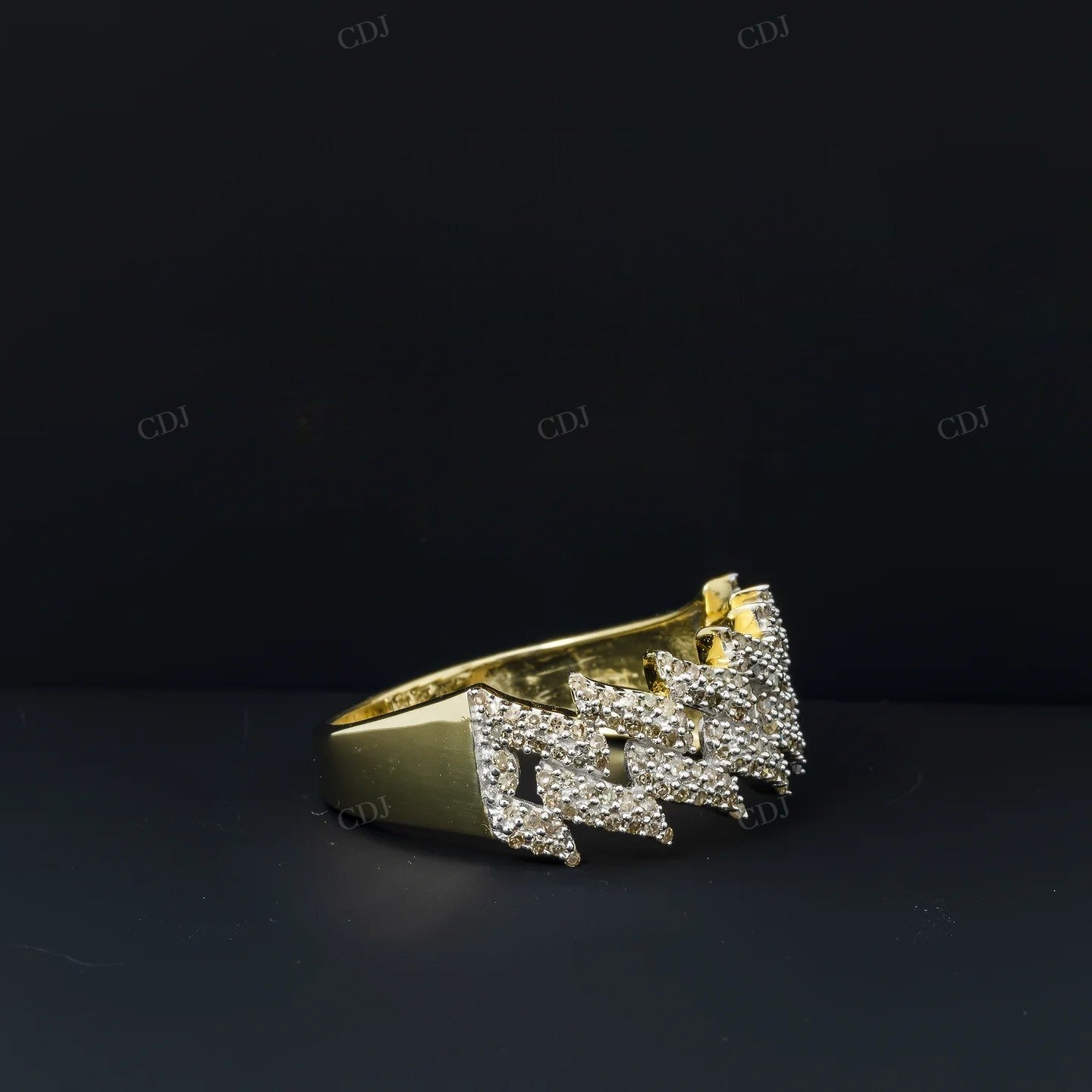 Sterling Silver Moissanite Cuban Link Ring Hip Hop Ring customdiamjewel