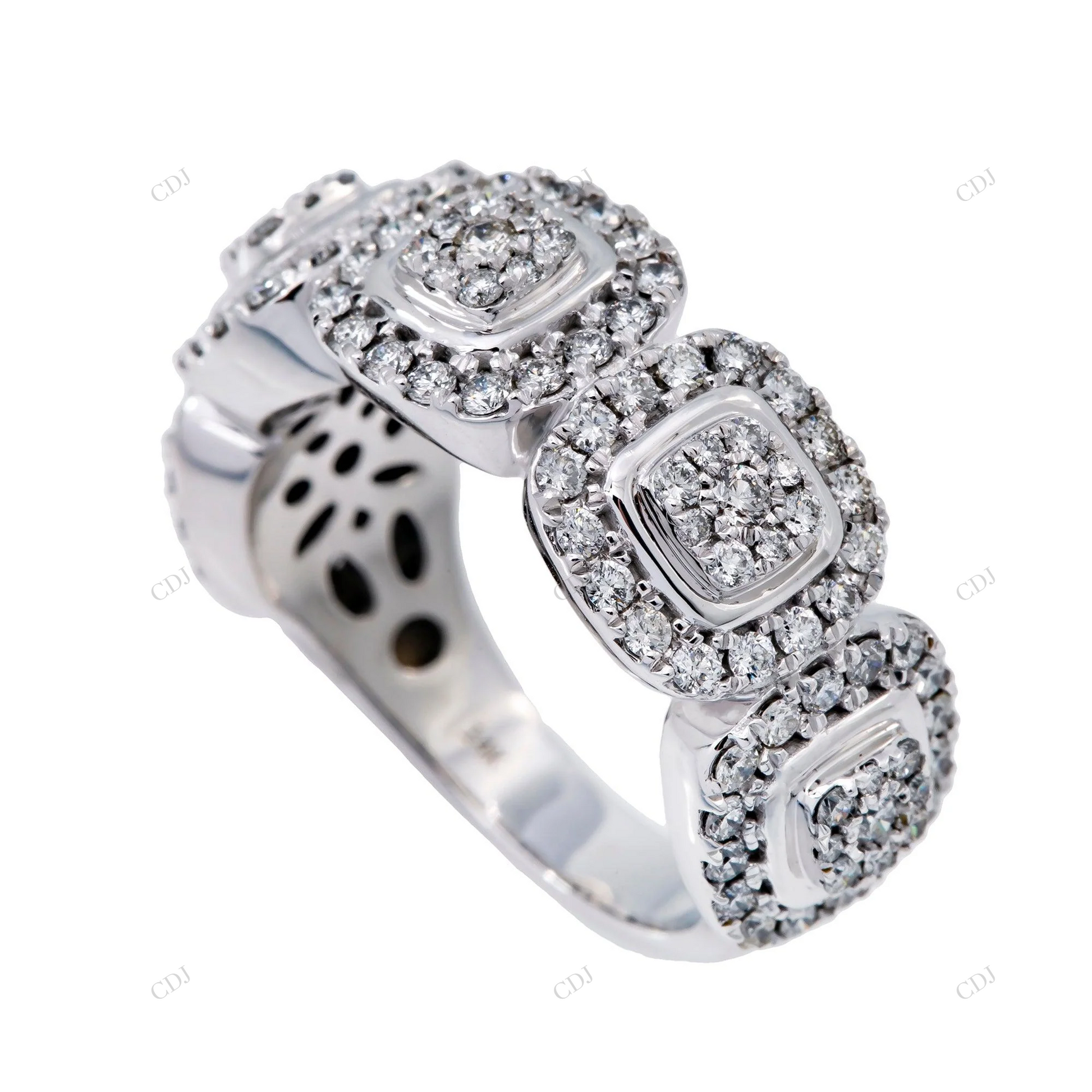 Iced Out 14K Cluster Halo Moissanite Eternity Ring hip hop jewelry customdiamjewel
