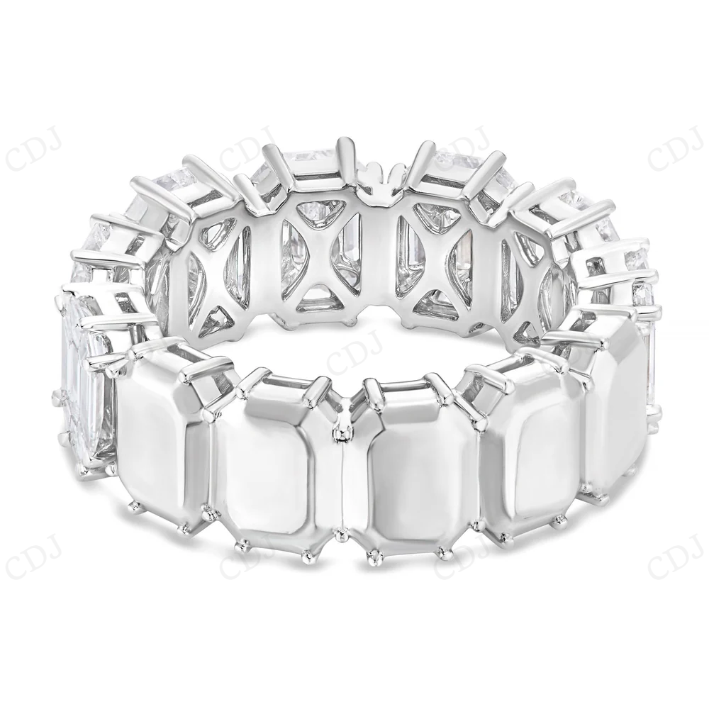 14Kt Emerald Diamond White Gold Eternity Illusion Band Engagement Ring CustomDiamJewel