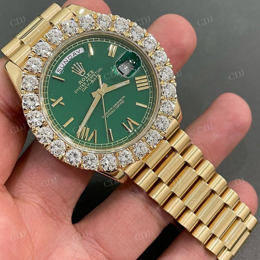 Green Dial Diamond On Bezel Rolex Jubilee Date Just Hip Hop Watch customdiamjewel
