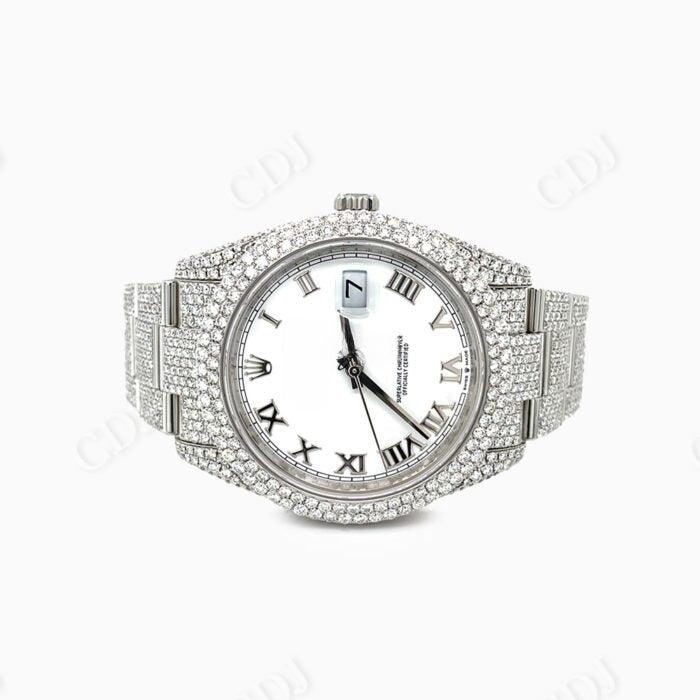 Rolex Oyster DateJust Two Row Diamond Watch customdiamjewel