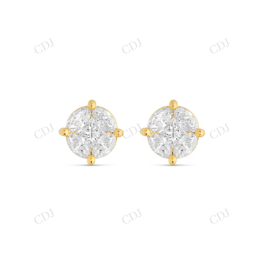 Medium Stud with Multi-Shape Moissanite Diamond Earring Stud earrings CustomDiamJewel