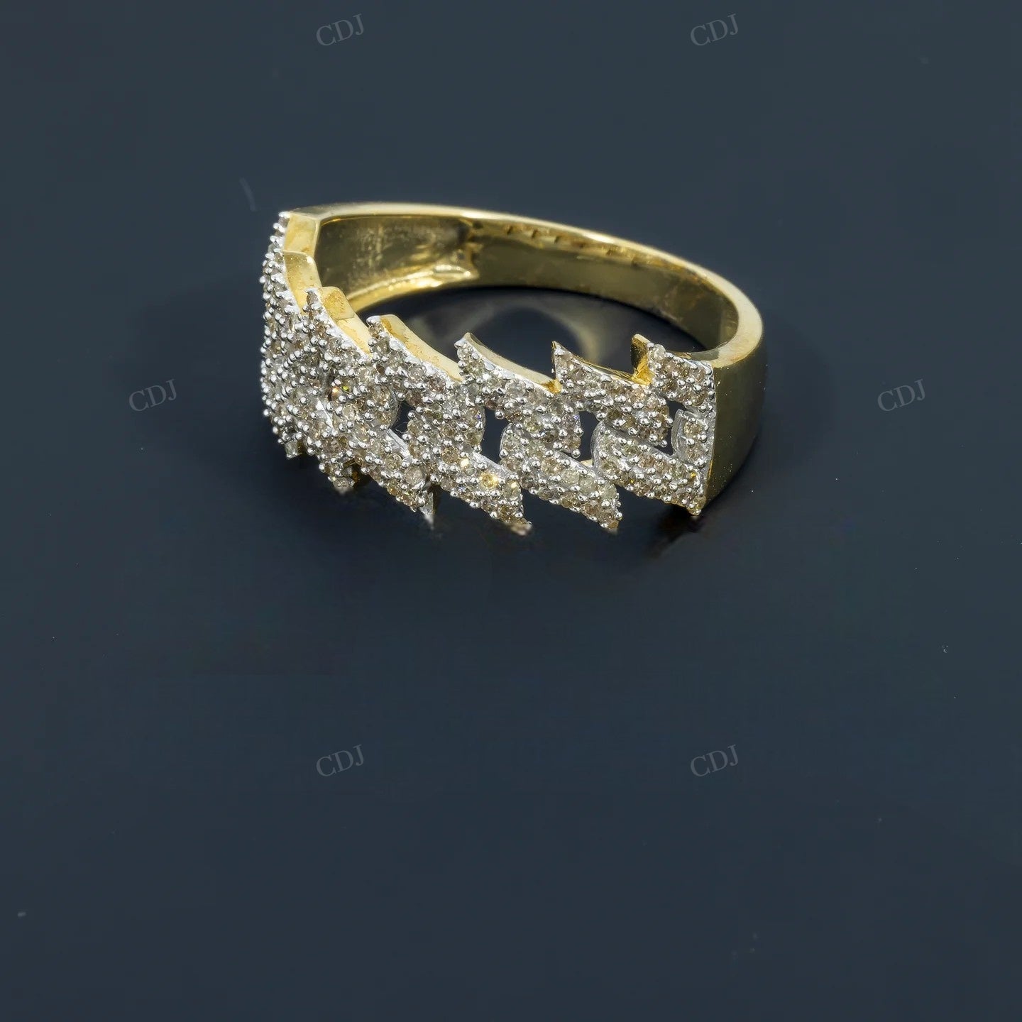 Sterling Silver Moissanite Cuban Link Ring Hip Hop Ring customdiamjewel