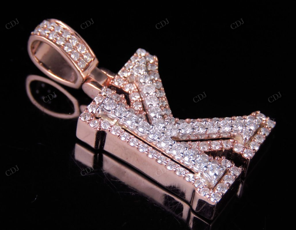1.5" 1.5CTW Full Iced Out Natural Diamond Initial K Letter Pendant CustomDiamJewel