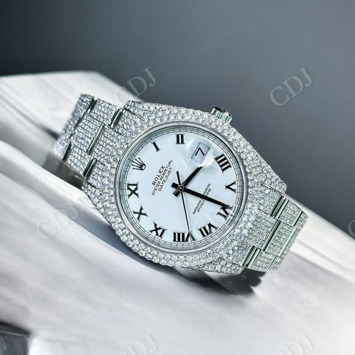 Rolex Oyster DateJust Two Row Diamond Watch customdiamjewel