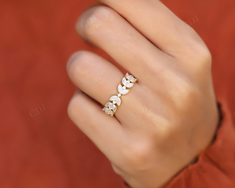 0.97CTW Marquise And Round Lab Grown Diamond Floral Wedding Band  customdiamjewel   