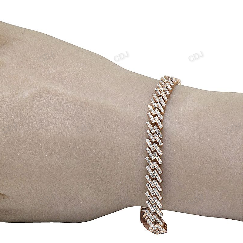 Trendy One Row Silver Moissanite Cuban Bracelets