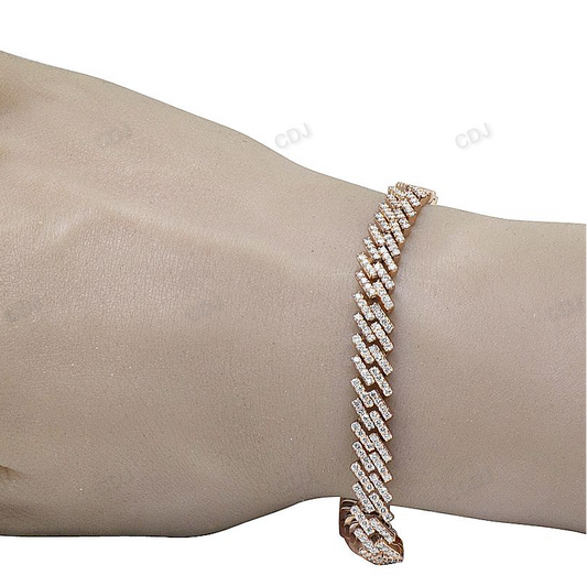 Trendy One Row Silver Moissanite Cuban Bracelets
