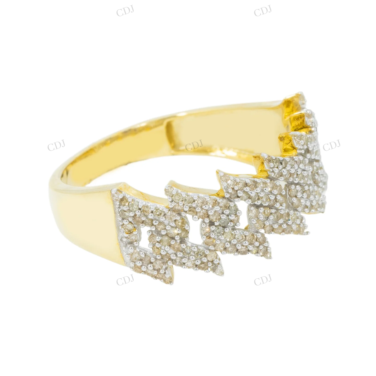 Sterling Silver Moissanite Cuban Link Ring Hip Hop Ring customdiamjewel